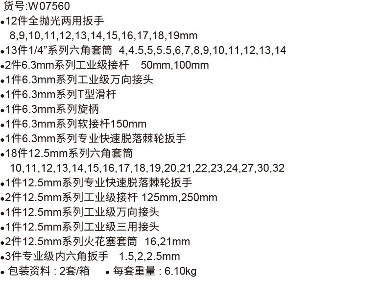 60件6.3mm+12.5mm系列汽车维修综合组套(图1)